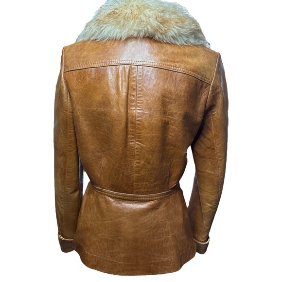 Vintage leather jacket with fur collar - Picture 4 of 8